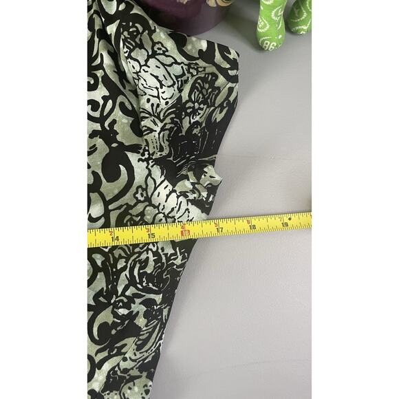 Connected Apparel Paisley Y2K Midi Shift Dress Floral Green Black Women's Size 6 - Picture 10 of 12